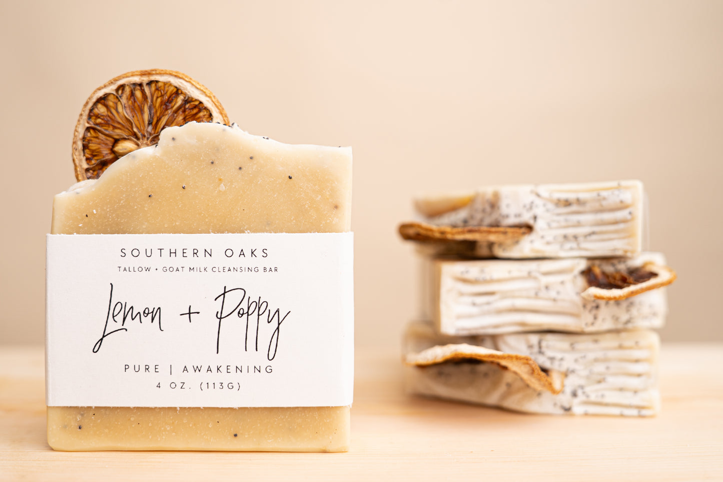 Lemon + Poppy Tallow + Goat Milk  Luxury Cleansing Bar
